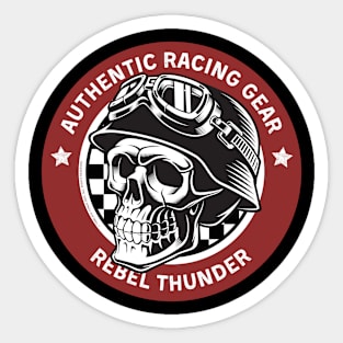 Rebel Thunder Racing Gear Skull Sticker